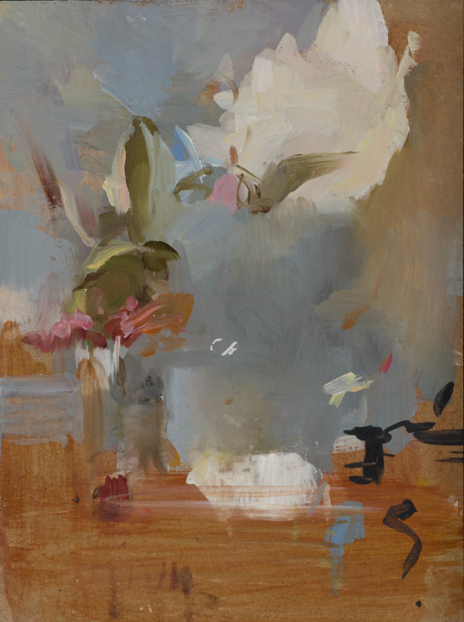 Charlotte Snook Sheep and Crows (Tiepolo Series) oil on board 20cm x15cm